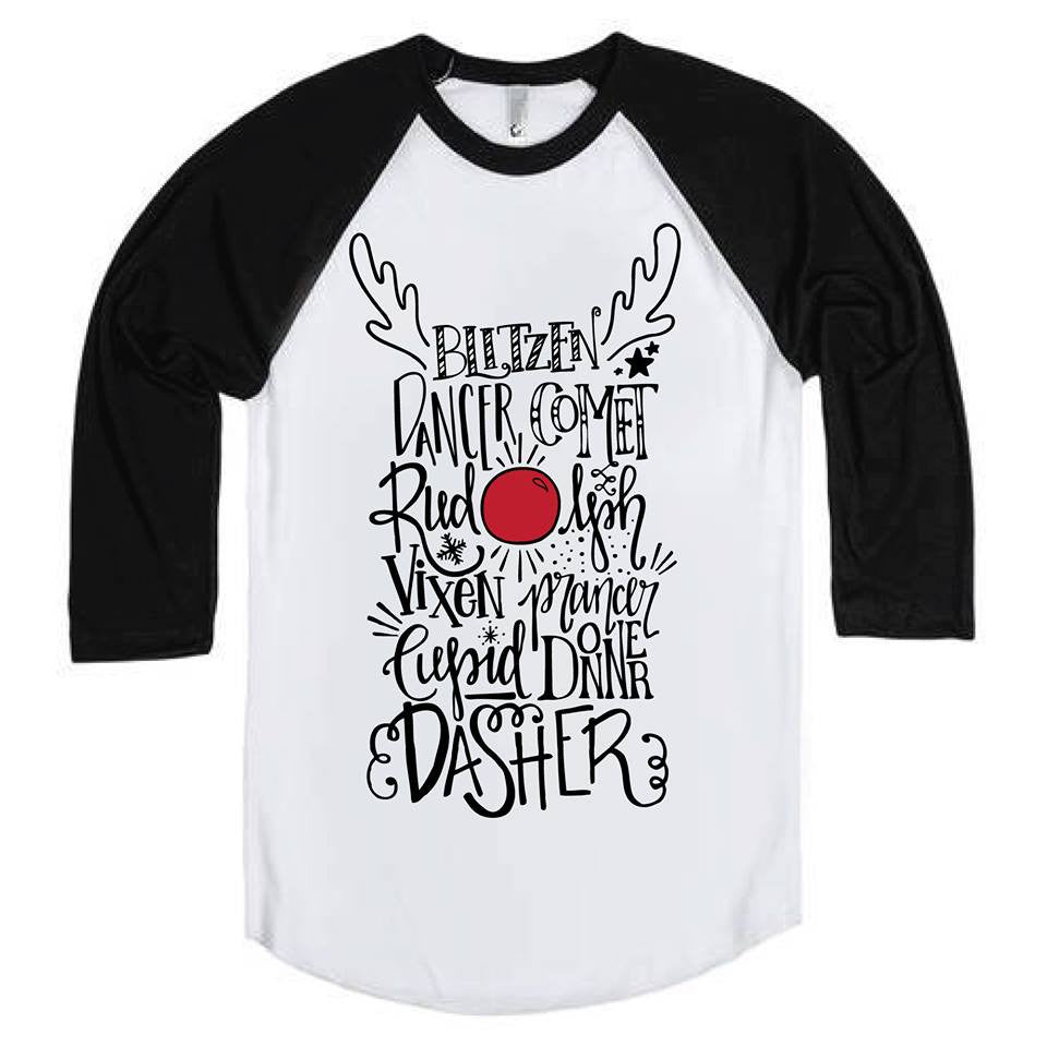 Infant - Youth Reindeer Names Holiday Tee