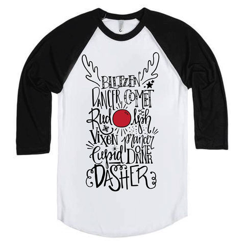 Adult Reindeer Names Christmas Tee