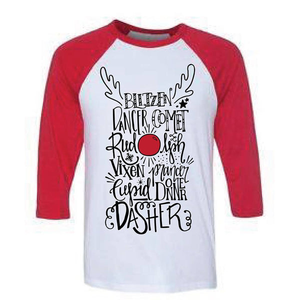 Adult Reindeer Names Christmas Tee