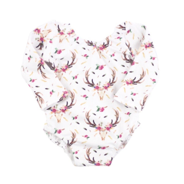 Boho Floral Skulls Leotard