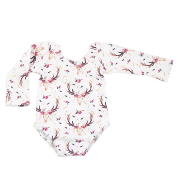 Boho Floral Skulls Leotard