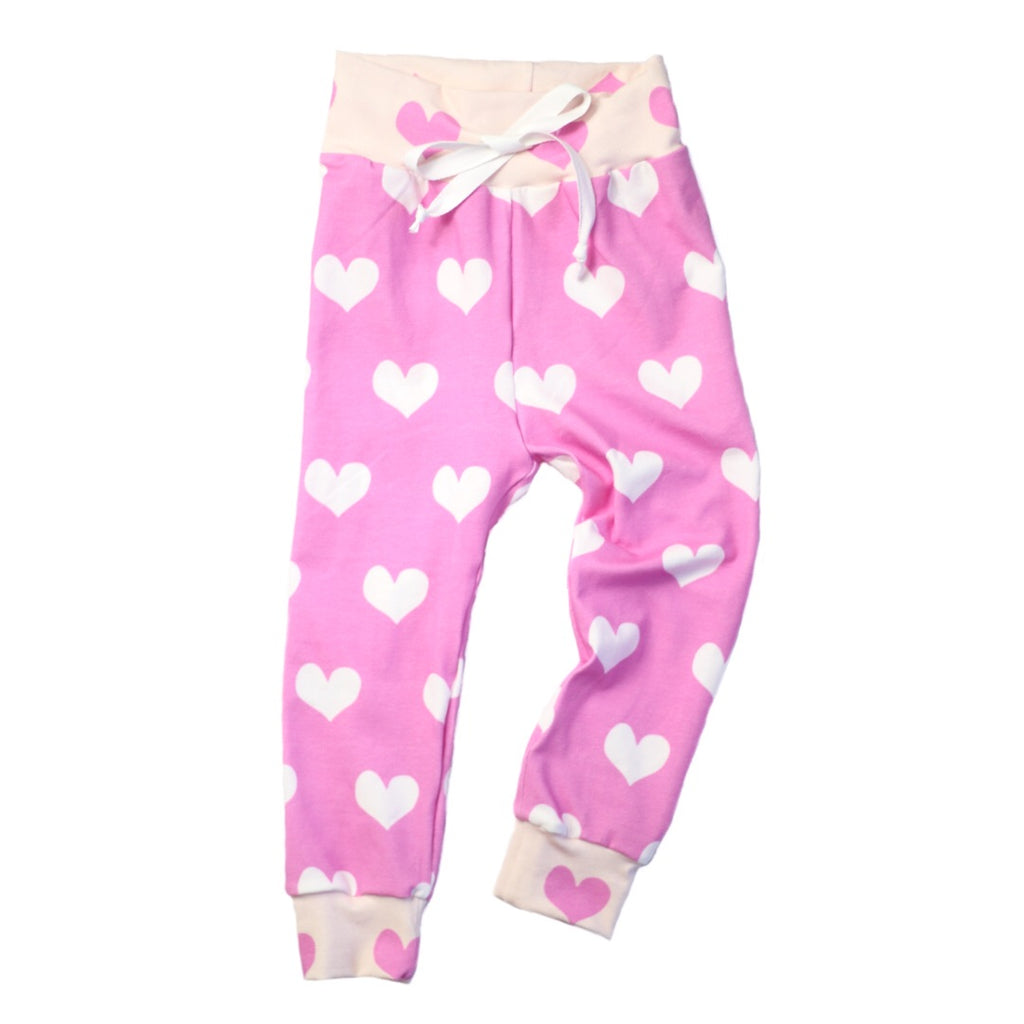 Pink White Heart Joggers